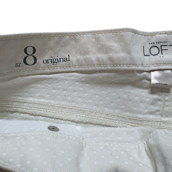 NWT Ann Taylor Original Straight Cream White Polka Dot Cuffed Denim Shorts, Sz 8 - Picture 9 of 12
